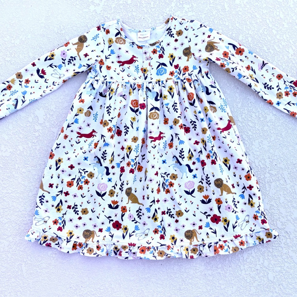 Hanna‎ Andersson Elisabet Dress Floral Unicorn Lion Owls Fox US 6-7